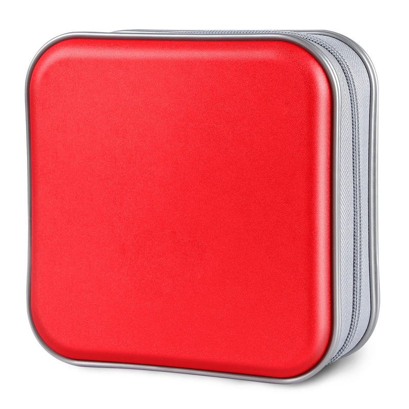 Siveit CD Case, 40 Capacity CD/DVD Case Holders Wallet Hard Plastic DVD Disc Cases Storage Binder for Car Home Office Travel (Red) - Image 1